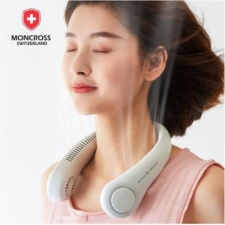 몽크로스 4000mAh 대용량배터리 넥선풍기 휴대용 넥밴드 선풍기 타프팬 써큘레이터P.V