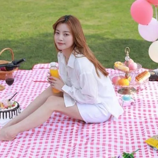 접이식 피크닉 매트 레드 체크 캠핑돗자리