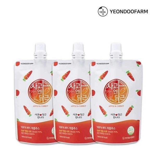 연두팜 [하프클럽]NFC 착즙 사과당근즙 100ml 1개