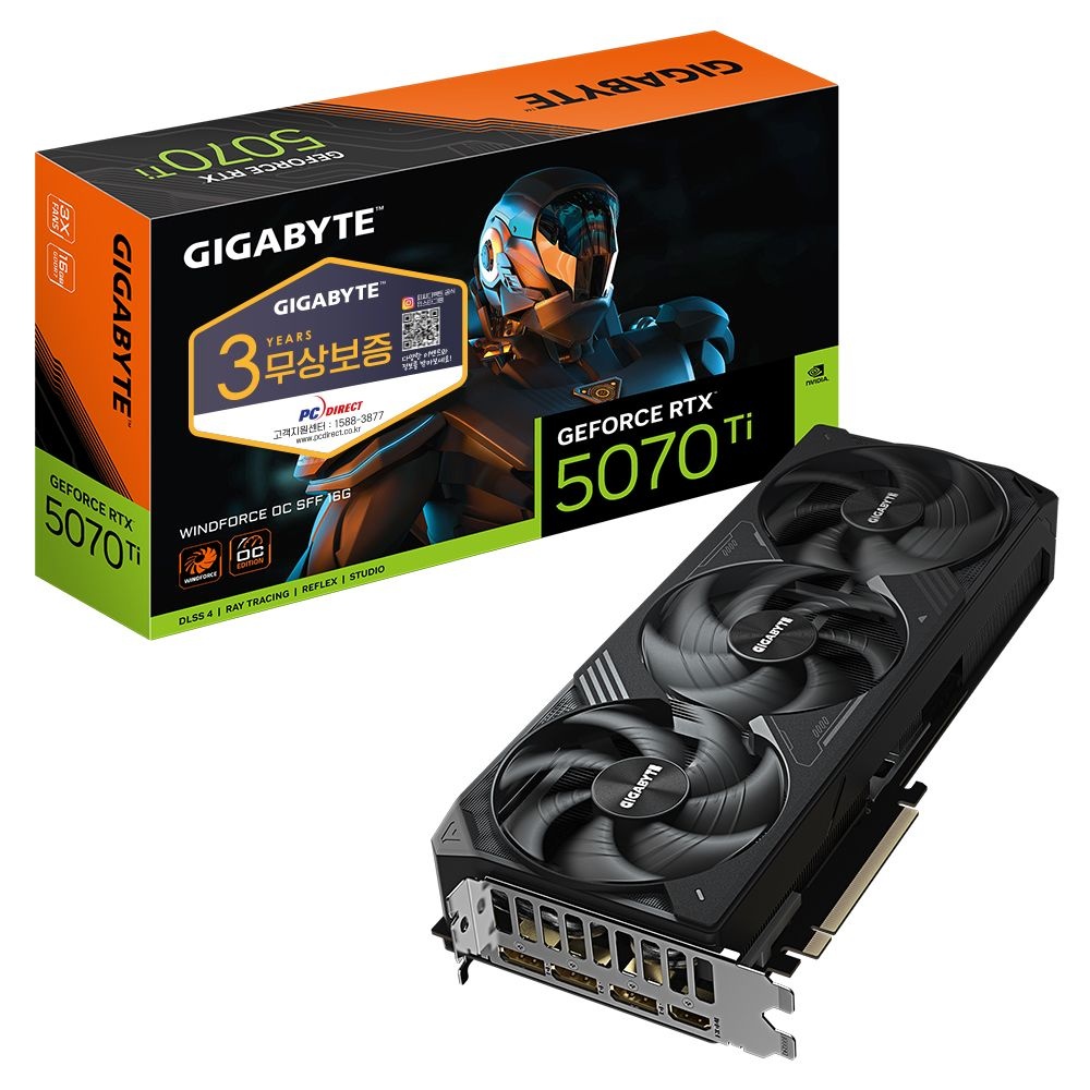GIGABYTE 지포스 RTX 5070 Ti WINDFORCE OC SFF D7 16GB