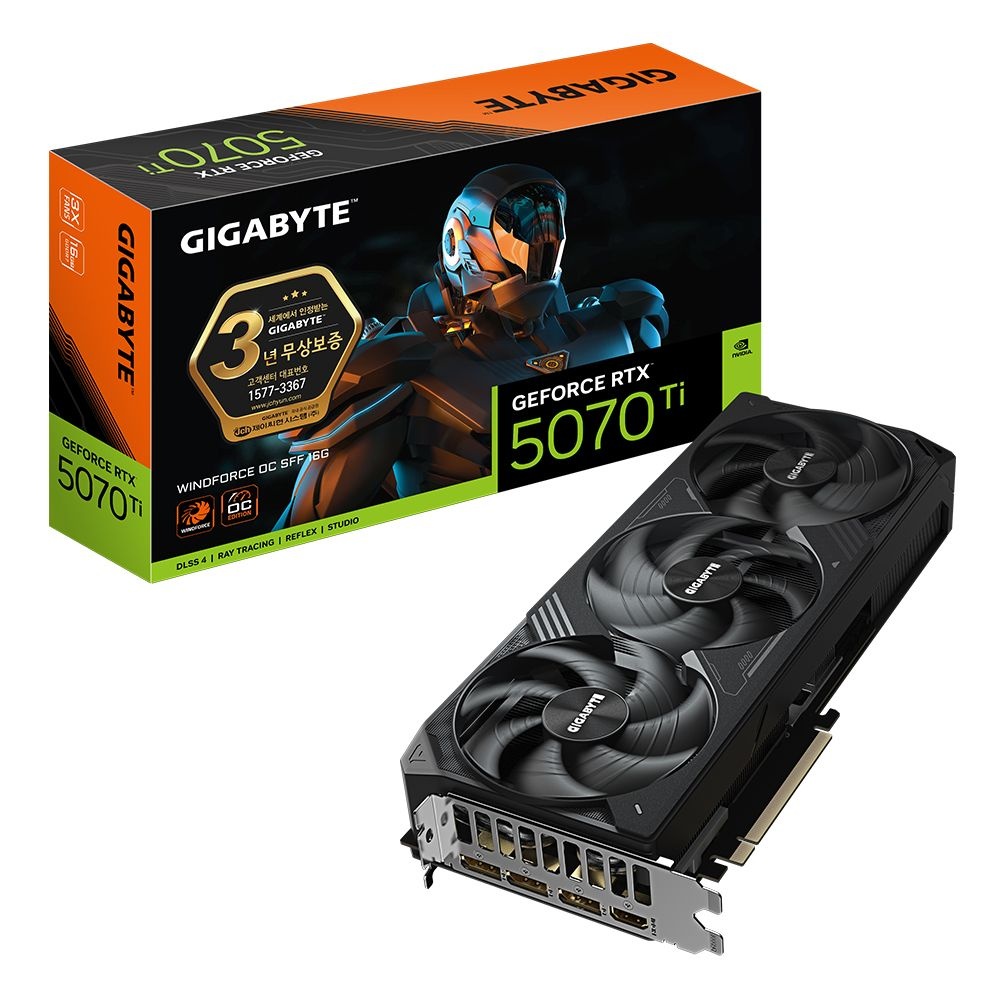 GIGABYTE 지포스 RTX 5070 Ti WINDFORCE OC SFF D7 16GB