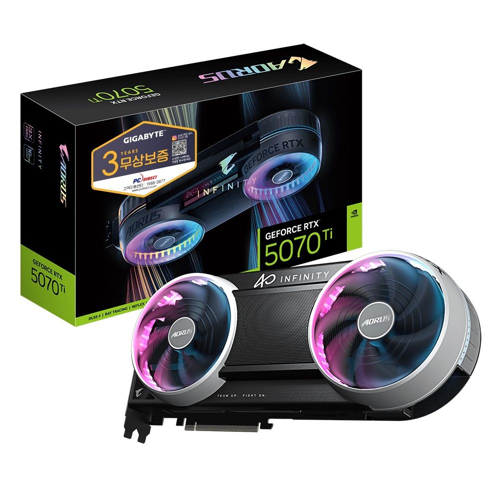 GIGABYTE AORUS 지포스 RTX 5070 Ti INFINITY D7 16GB 피씨