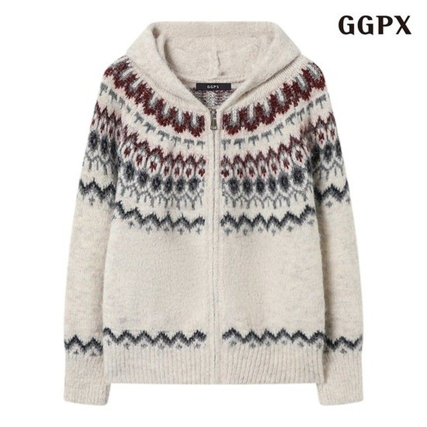 GGPX 빈티지 후드 노르딕 집업 니트 가디건 (GPDCK045D)