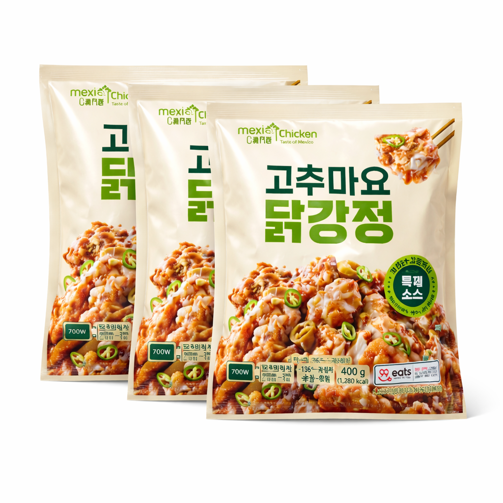 멕시카나 더 바삭한 순살 닭강정 3팩 고추마요
