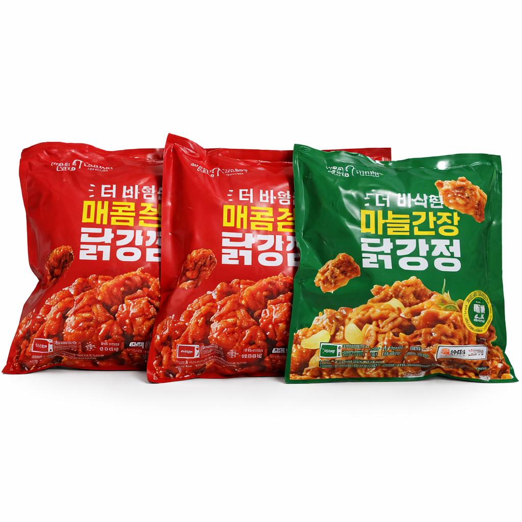 멕시카나 더 바삭한 순살 닭강정 매콤달콤2팩 + 마늘간장 1팩