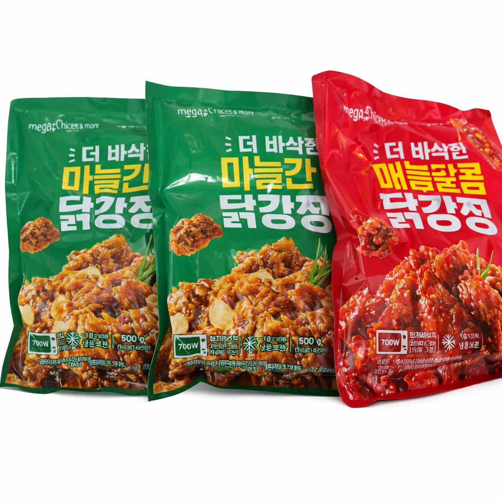 멕시카나 더 바삭한 순살 닭강정 마늘간장2팩 + 매콤달콤1팩