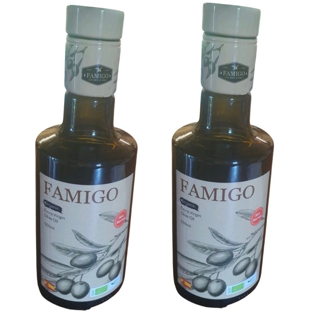 파미고 유기농 냉압착 엑스트라 버진 올리브오일, 500ml, 2개
