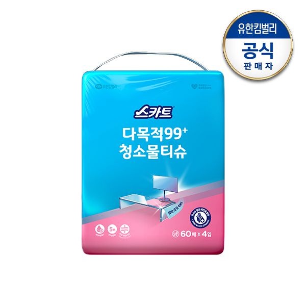 잘닦이는 다목적99+청소물티슈60매X4입
