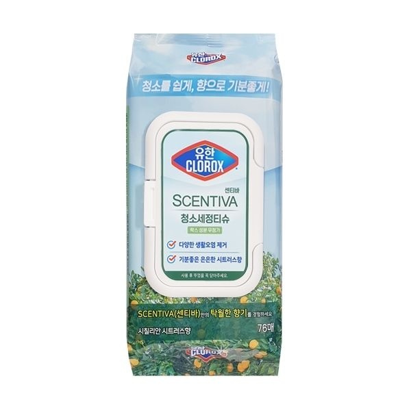 유한락스 세정살균티슈 센티바 시칠리안 시트러스향 76매