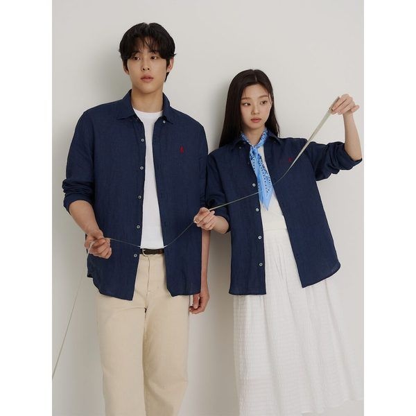 빈폴 [26SS 30%OFF 남녀공용 리넨 솔리드 셔츠 네이비 (BC6364C22R) BC6364C22R 407949