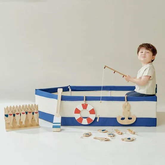 리퍼브 키앤비 보트 원목 낚시놀이 세트