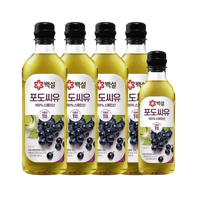 CJ제일제당 백설 포도씨유 900ml x4개+500ml x1개