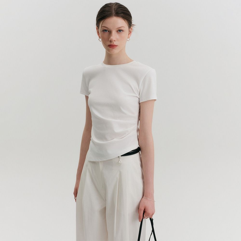 [룩캐스트]제제 언발란스 티셔츠_화이트 / ZEZE UNBLANCE T-SHIRT_WHITE