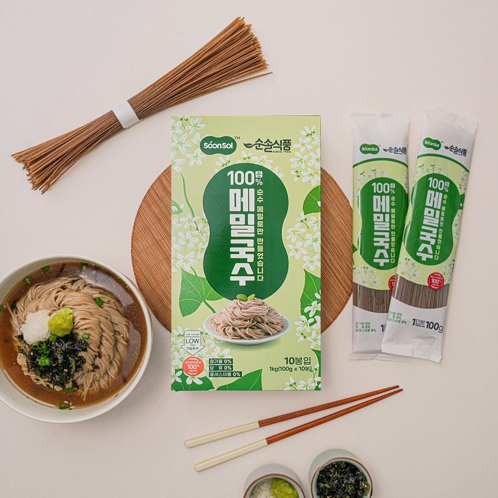 [온세일]100% 메밀국수 1kg (100g x 10봉) 비건면 무밀가루 저칼로리면 제로슈가 무첨가물 무가당 메밀면