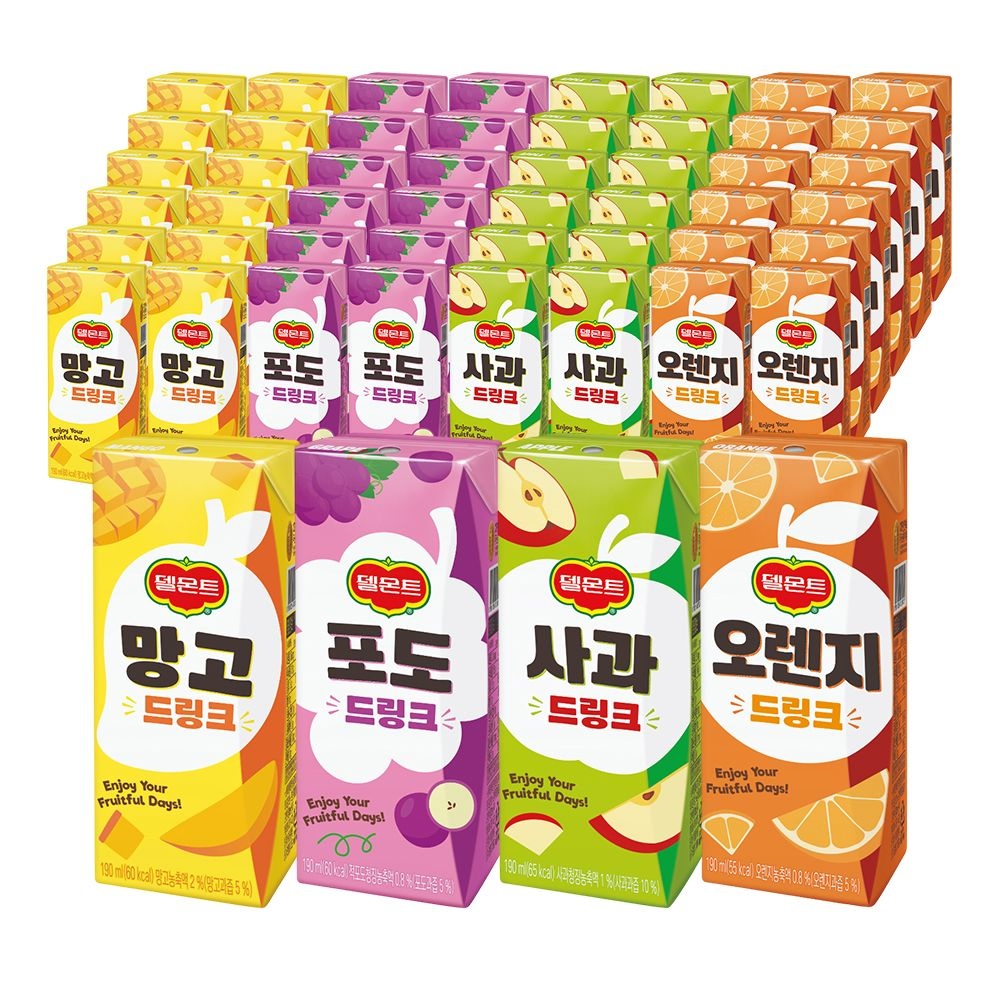 델몬트 드링크팩 190ML 48팩 2BOX묶음 과일팩주스