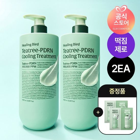 (현대홈쇼핑) [2EA] 힐링버드 티트리 PDRN 쿨링 트리트먼트1000ml + (증정)티트리샤셰2매
