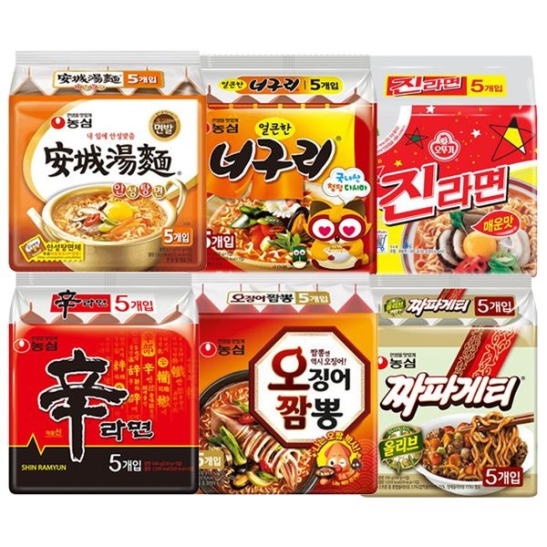 농심 (현대홈쇼핑) (H)라면 멀티팩 6종 (신라면+오징어짬뽕+짜파게티+안성탕면+너구리+진라면매운맛) 총 30입