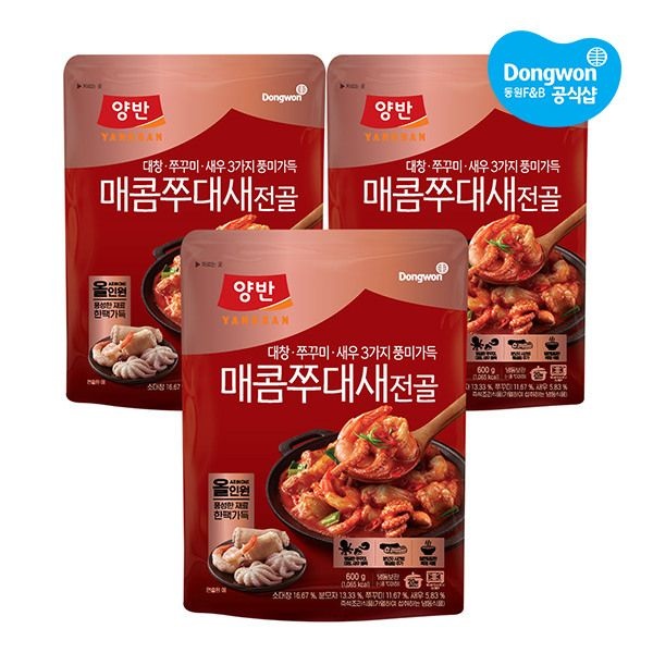동원 (현대Hmall) [동원] 양반 매콤 쭈대새전골 600g x 3개