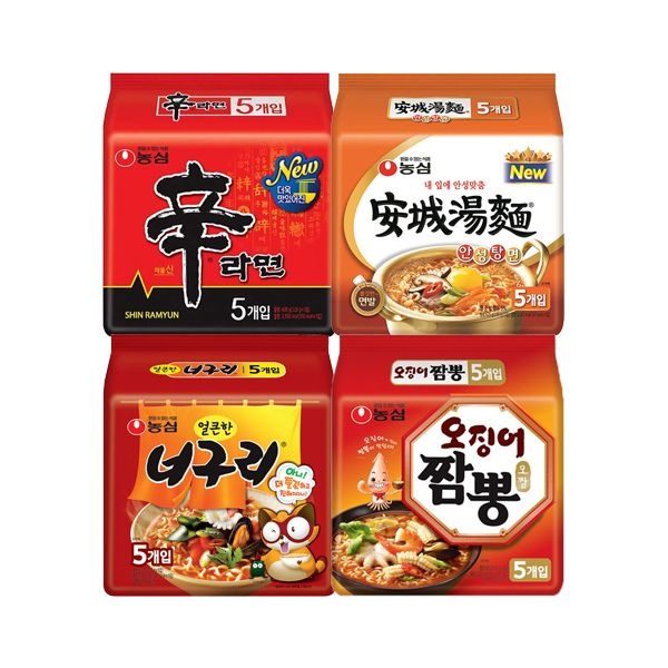 농심 (현대Hmall) 농심 신라면 5개 + 안성탕면 5개 + 너구리 5개 + 오징어짬뽕 5개