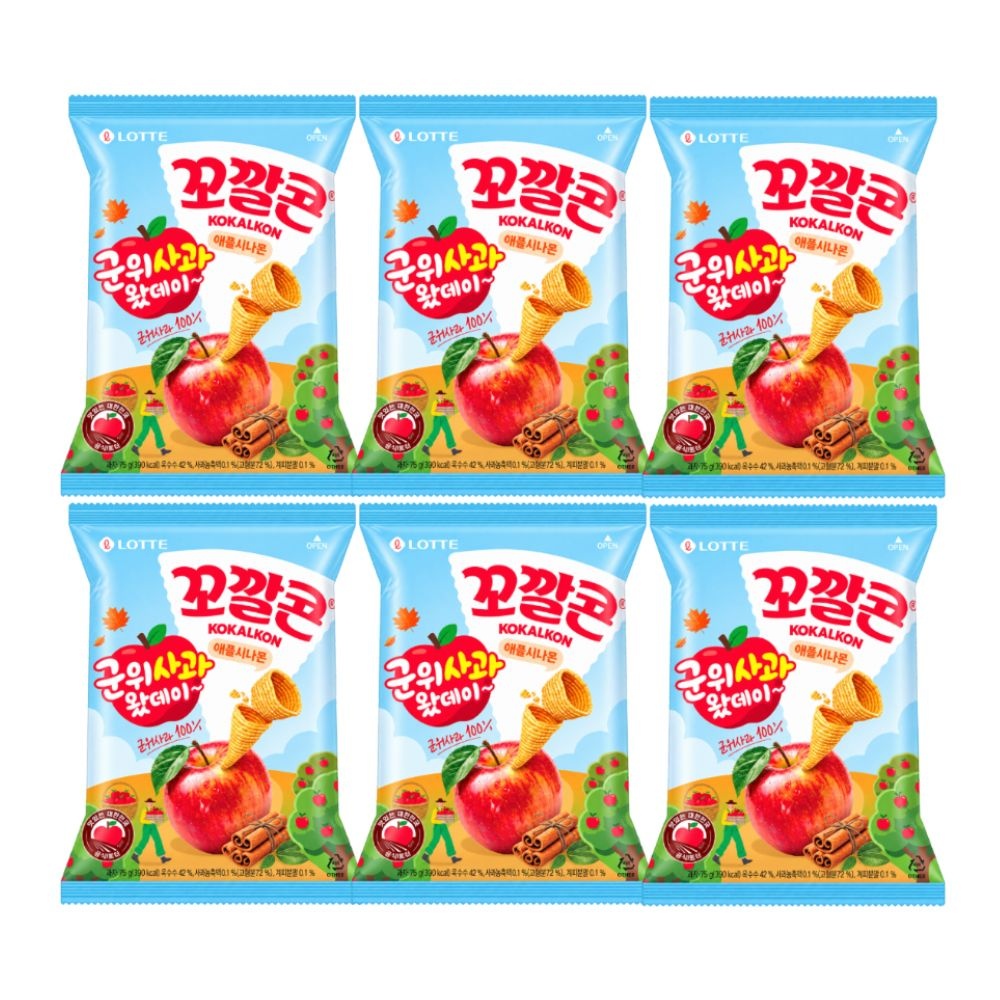 롯데리아 롯데 꼬깔콘 애플시나몬 군위사과 75g x 6개
