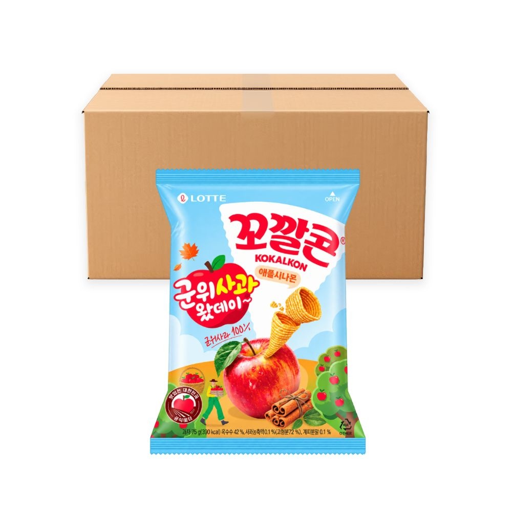 롯데리아 롯데 꼬깔콘 애플시나몬 군위사과 75g x 12개