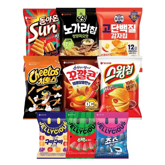 (현대Hmall) 매콤달달 과자 9종 (꼬깔콘 치토스 오잉 젤리셔스 등)