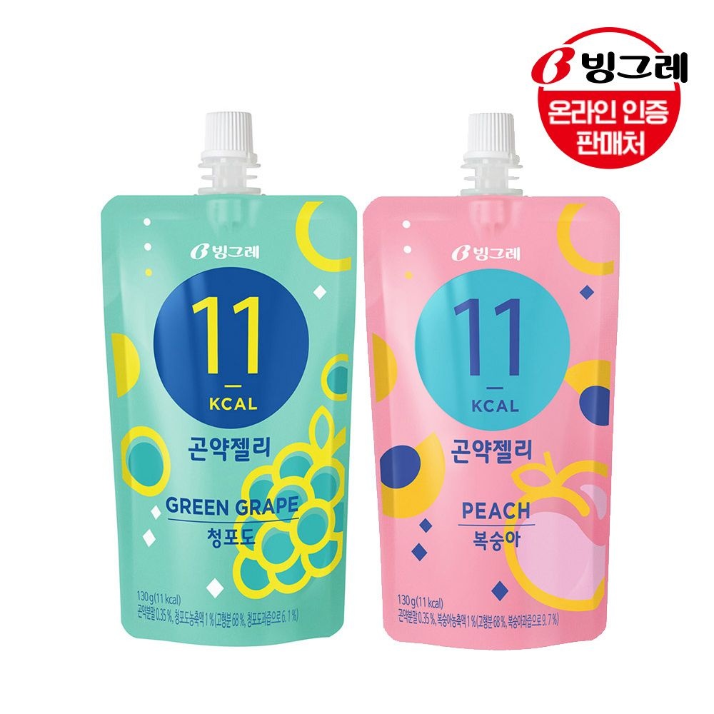 (현대Hmall) [빙그레]11kcal 곤약젤리 청포도/복숭아 15개 (01.청포도 15개)