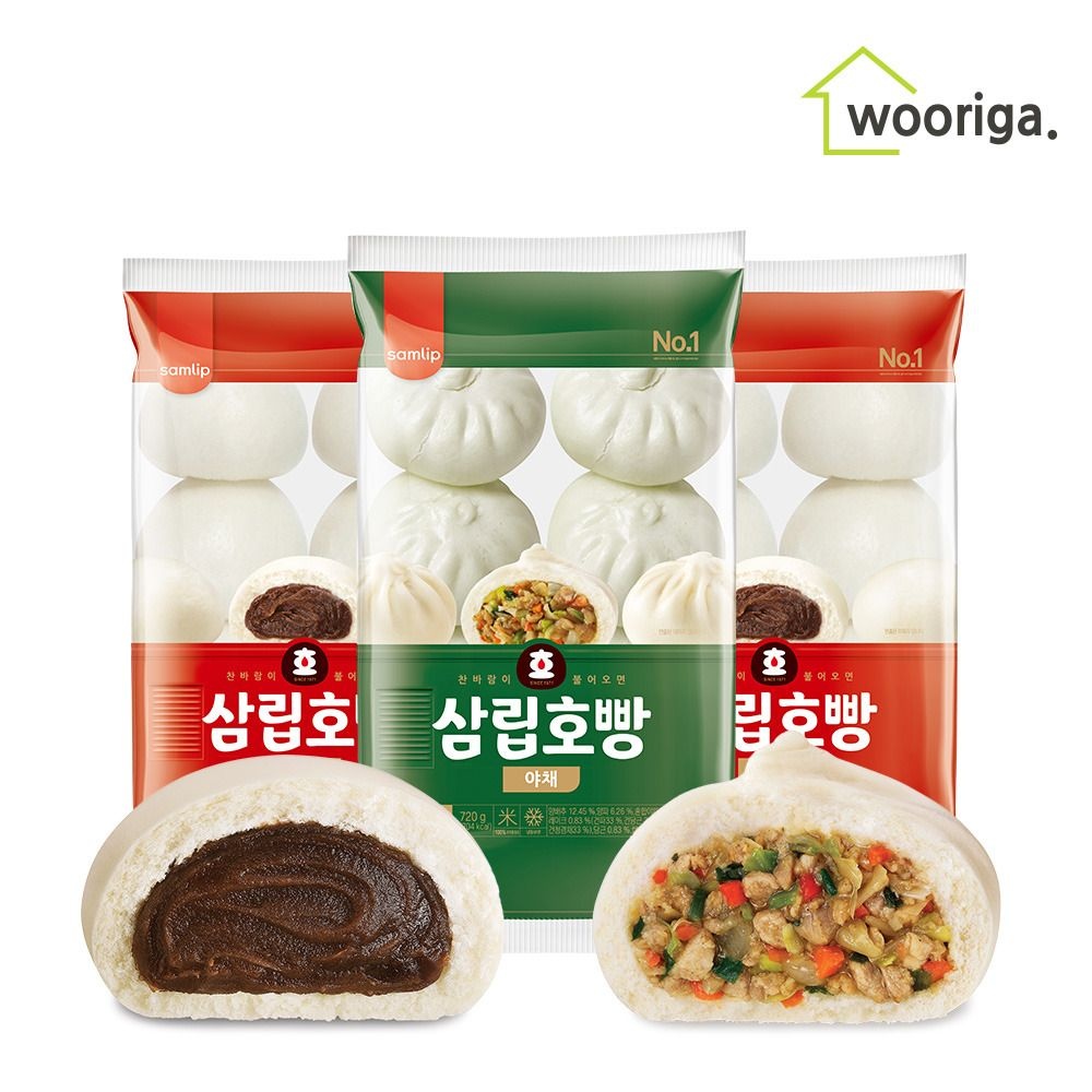 우리가스토리 (현대Hmall) 대용량 냉동 삼립호빵 90g×24개입 (단팥2봉+야채1봉)