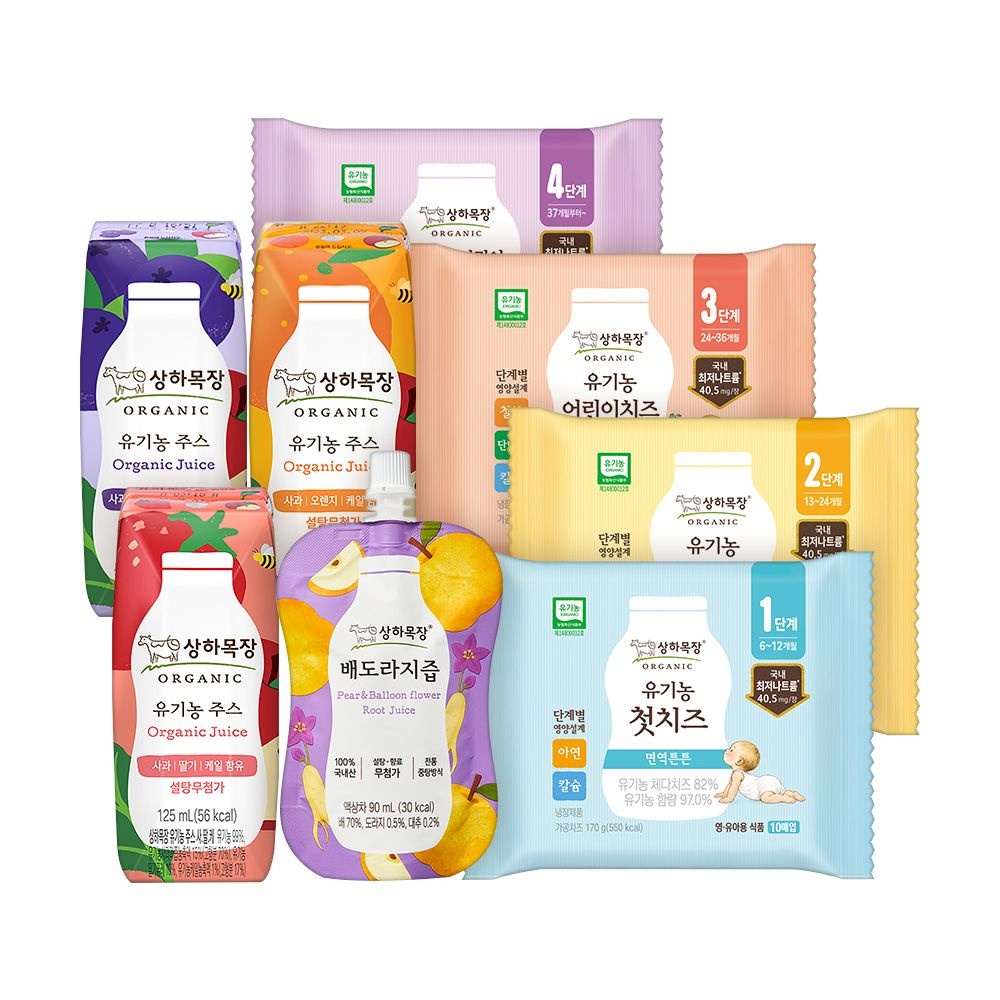 [딜크릿] 상하목장 유기농주스 3종 125ml 48팩+홀더전원증정 外 치즈/배도라지