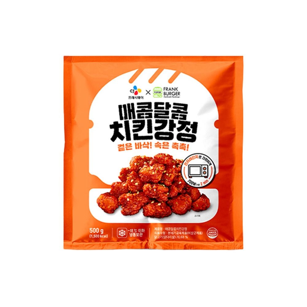 CJ프레시웨이(CJ FRESHWAY) (현대Hmall) CJ프레시웨이 X프랭크버거_매콤달콤치킨강정500g x 1개