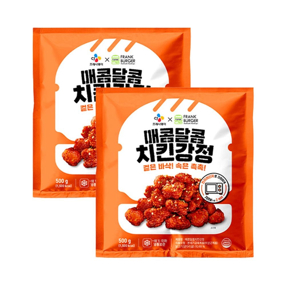 CJ프레시웨이(CJ FRESHWAY) (현대Hmall) CJ프레시웨이 X프랭크버거_매콤달콤치킨강정500g x 2개