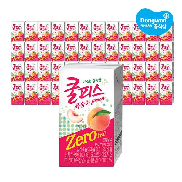 동원 (현대Hmall) [동원] 쿨피스 제로 테트라 140ml x48입 택1 /복숭아/자두