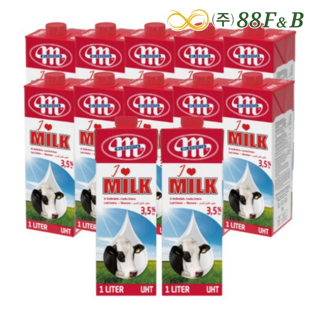 [무료아이스박스] 믈레코비타 수입 멸균우유 1000ml 12개 아이러브밀크 폴란드(5월2일일괄발송)
