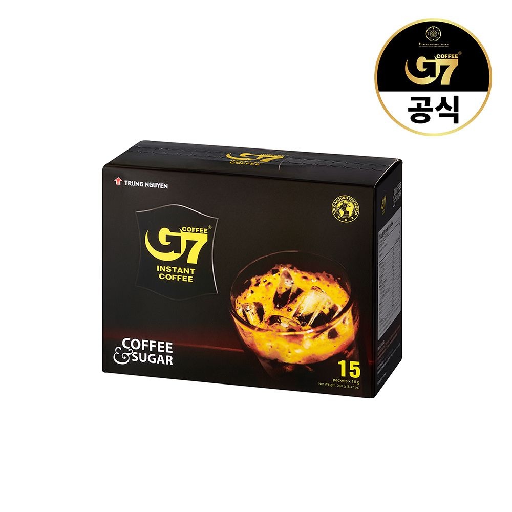(현대Hmall) G7 2in1 커피앤슈거 15개입 / 원두 커피 블랙 다크 스위트 아메리카노