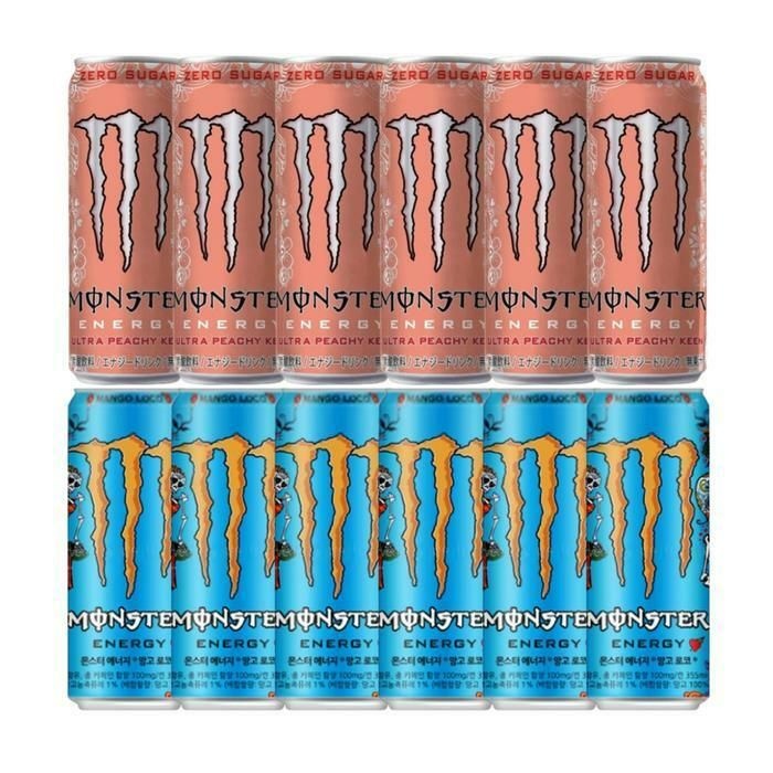 (현대Hmall) 한번에먹자쇼핑몰 몬스터 에너지 355ml 2종 세트 / 울트라 피치 킨 6개 + 망고로코 6개 / 총 12개 고카페