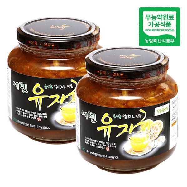 (현대Hmall) 에덴 고흥유자차(유기설탕) (1kg x 2병) 유자청
