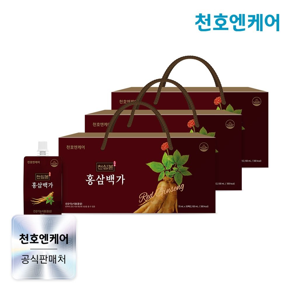 (현대Hmall) [천호엔케어] [천호엔케어] 천심본 6년근 홍삼백가 70ml 30팩 3박스