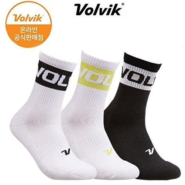 볼빅 [볼빅]볼빅 VOLVIK VBEB 배색 레터링 로고 중목 양말 남성