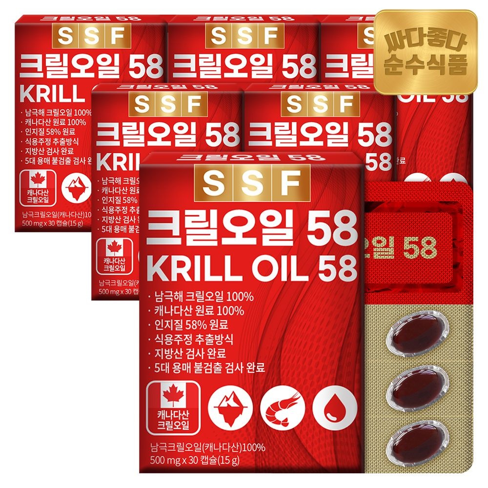 순수식품 (현대Hmall) 순수식품 크릴오일 6박스(180캡슐) / 인지질58% 이상원료 크릴오일58