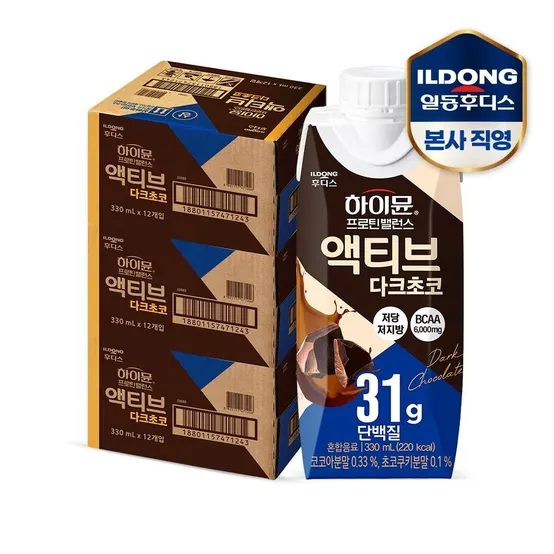 (현대Hmall) [Hmall] 하이뮨 프로틴 밸런스 액티브 다크초코 330mlx36개