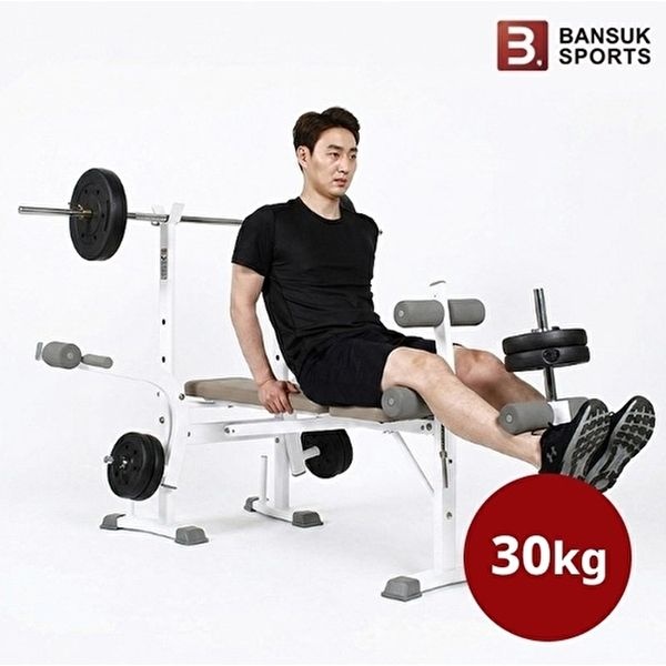 비에스 헬스용품 접이만능 벤치프레스 30kg 세트 (중봉 150cm + PVC바벨 20kg)