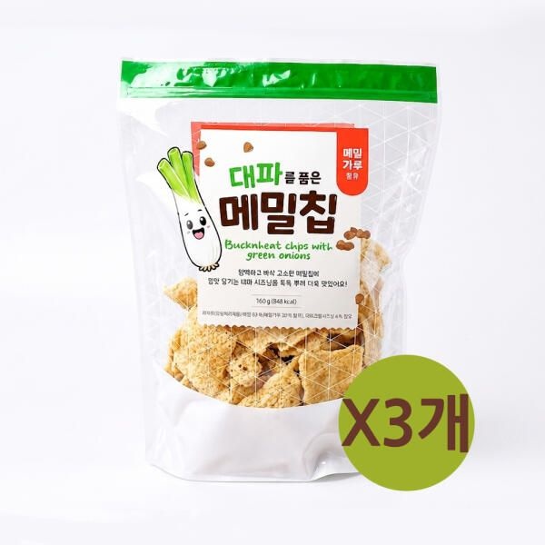 아트박스/모어바이 대파를 품은 메밀칩 160g x 3개 / 곡물스낵 대용량과자