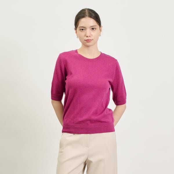 BCBG BCBG 라운드넥 울 반소매 니트 B5S2K310 G6H8J3K1 J6K8L3M1