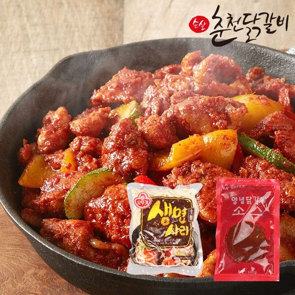 (현대Hmall) [봄내푸드]국내산 닭으로 만든 순살 춘천닭갈비 1kgx2팩 소스 1봉우동사리