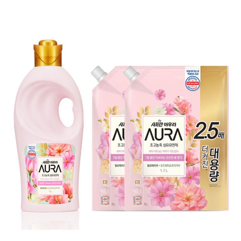 아우라 (현대Hmall) 아우라 섬유유연제 용기1L+리필1.7L X 2개 택1 (윌유메리미/스모키머스크/미드나잇골드)