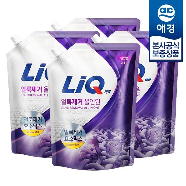 (현대Hmall) [애경][비밀] 리큐 얼룩제거 올인원 액체세제 리필 2.1L x4개 (얼룩제거 일반용 리필 2.1L x4개)
