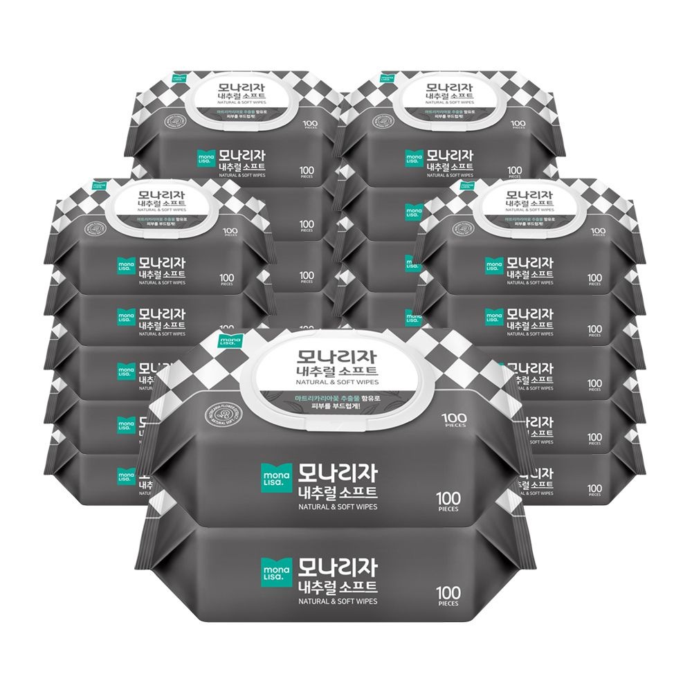 모나리자 (현대Hmall) 모나리자 대용량 내추럴 소프트 물티슈 100매 x 12+12입 (총24입)