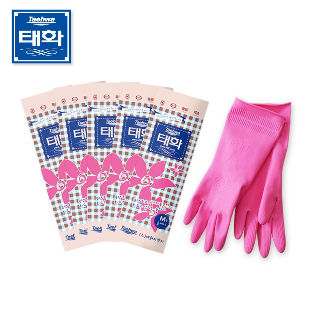 (현대Hmall) 태화 고무장갑 올에이 중(M) 핑크 5켤레
