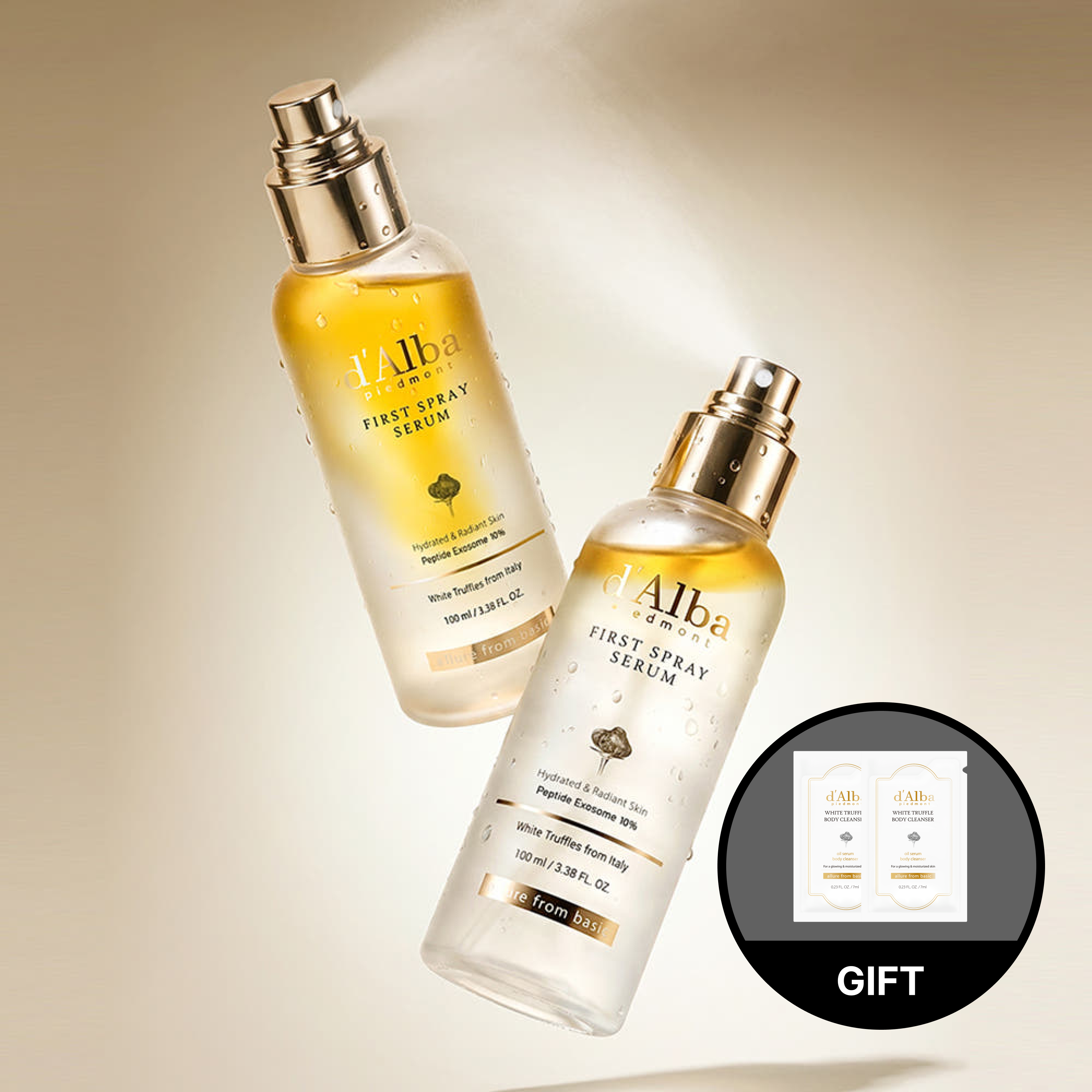 [1+1] [26년 리뉴얼] 퍼스트 스프레이 세럼 펩타이드 100ml(2개)+오일 세럼 바디 클렌저 7ml*2매 증정 (27년 3월까지)