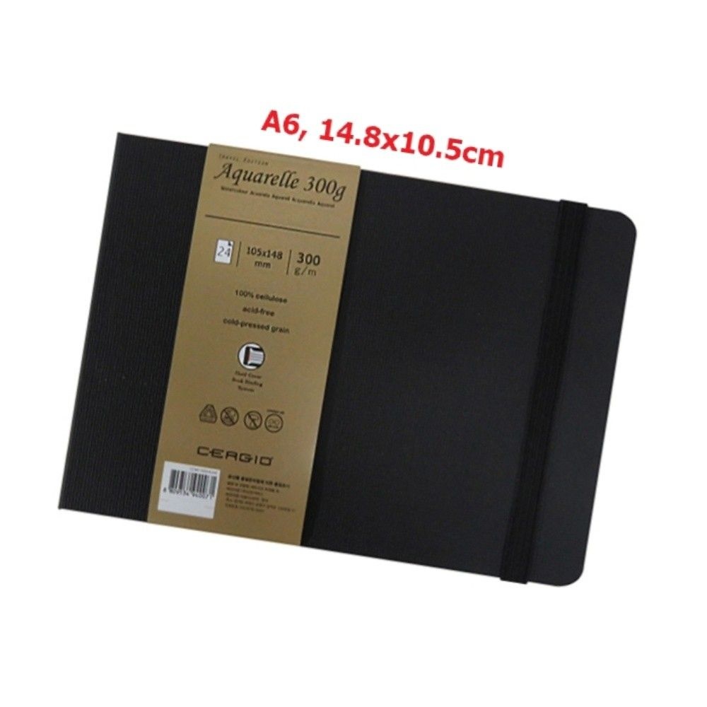 미니드로잉북 수채화종이 미술스케치북 세르지오 트래블 하드커버 양장패드 A6 300G 24매
